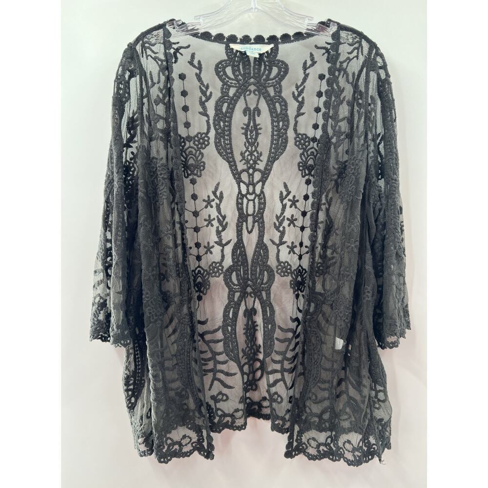 Sundance Womens Olive Green Lace Cardigan Sweater Size S 3/4 Sleeves